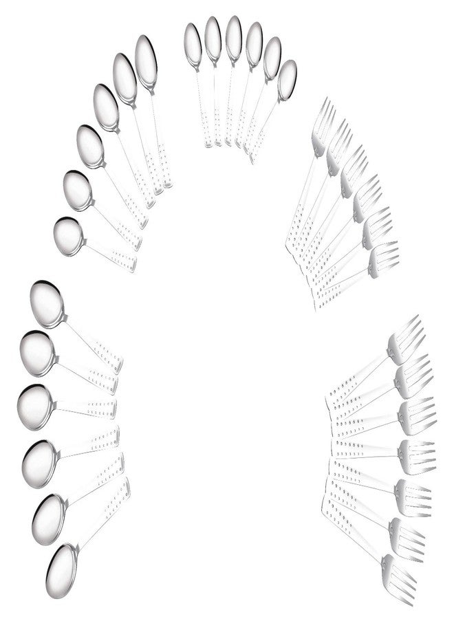 Petals Stainless Steel Cutlery, Set of 30-6 Each of Baby Spoon,Tea Spoon,Coffee Spoon,Baby Fork and Tea Fork - Image 1